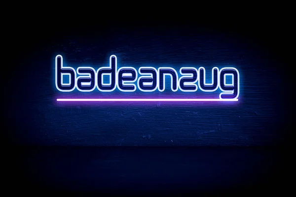 Badeanzug Blue Neon Announcement Signboard — 스톡 사진