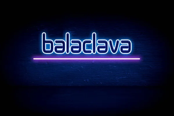 Balaclava Blauw Neon Aankondiging Bord — Stockfoto