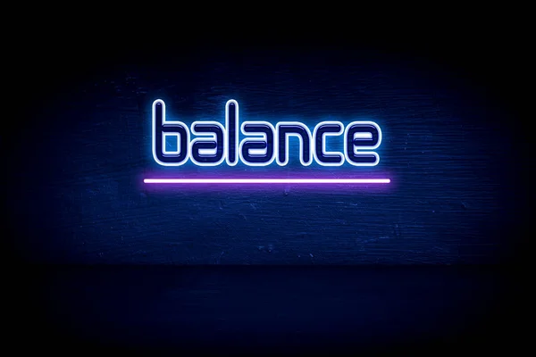 Balance Blue Neon Announcement Signboard — Stock Photo, Image