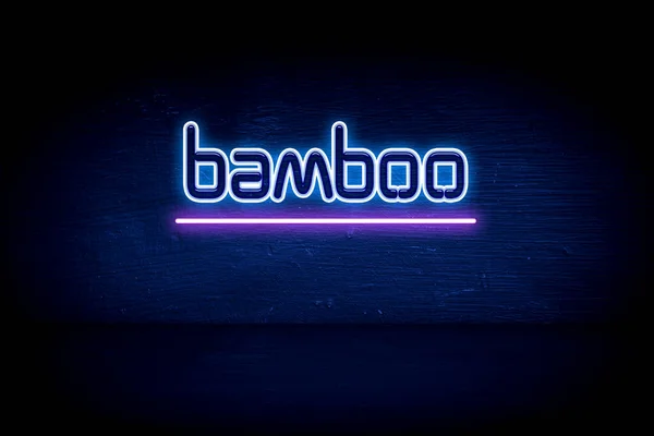 Bambu Blå Neon Tillkännagivande Skylt — Stockfoto