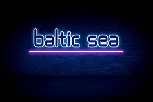 Mar Báltico Letrero Anuncio Neón Azul — Foto de Stock