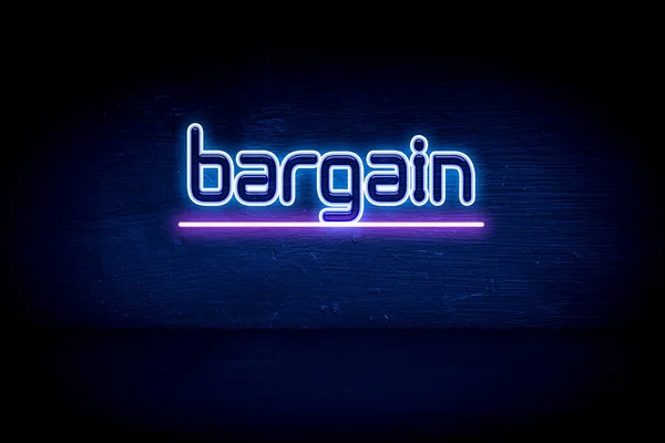 Bargain Cartello Blu Neon Annuncio — Foto Stock