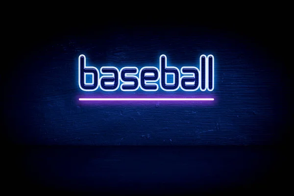 Baseball Blue Neon Announcement Signboard — Stock Photo, Image