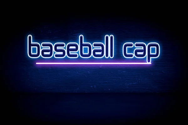 Бейсбольна Шапка Синій Неоновий Вивіска Оголошення — стокове фото