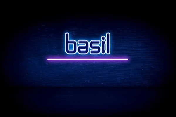 Basilika Blå Neon Tillkännagivande Skylt — Stockfoto