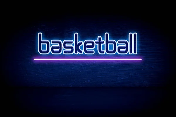 Basketball Blue Neon Announcement Signboard — Stock Photo, Image