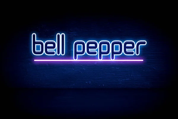 Bell Pepper Blå Neon Tillkännagivande Skylt — Stockfoto