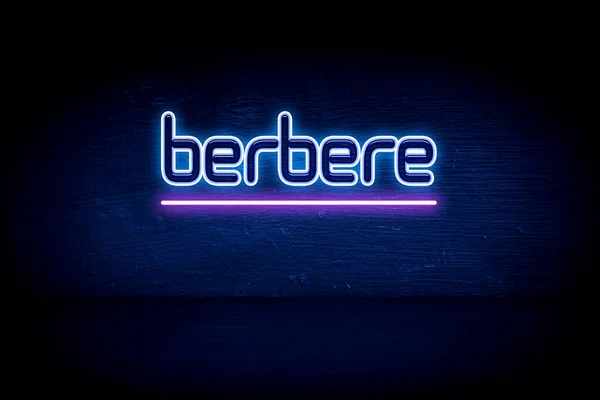 Berbere Placa Anúncio Néon Azul — Fotografia de Stock