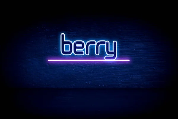 Berry Μπλε Πινακίδα Ανακοίνωση Νέον — Φωτογραφία Αρχείου