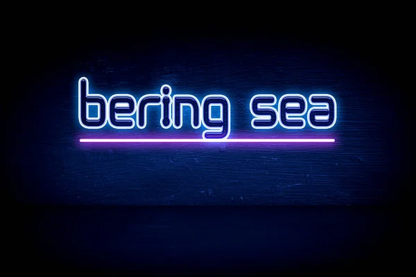 Bering Zee Blauw Neon Aankondiging Bord — Stockfoto