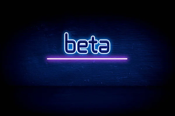 Beta Placa Anúncio Néon Azul — Fotografia de Stock