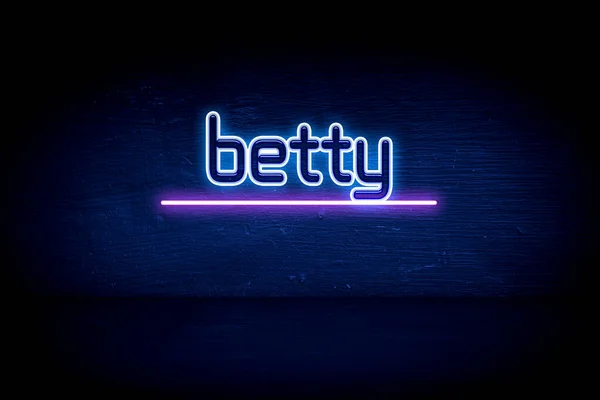Betty Placa Anúncio Néon Azul — Fotografia de Stock