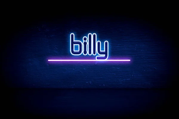 Billy Μπλε Πινακίδα Ανακοίνωση Νέον — Φωτογραφία Αρχείου