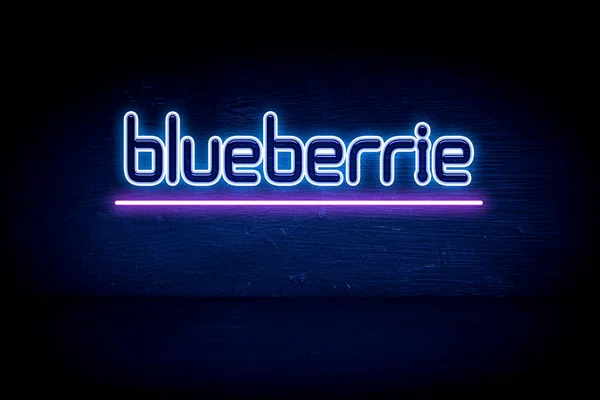 Blueberrie Placa Anúncio Néon Azul — Fotografia de Stock