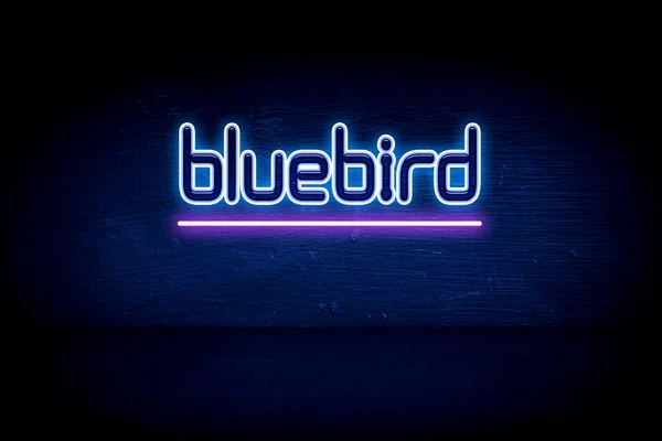 Bluebird Placa Anúncio Néon Azul — Fotografia de Stock