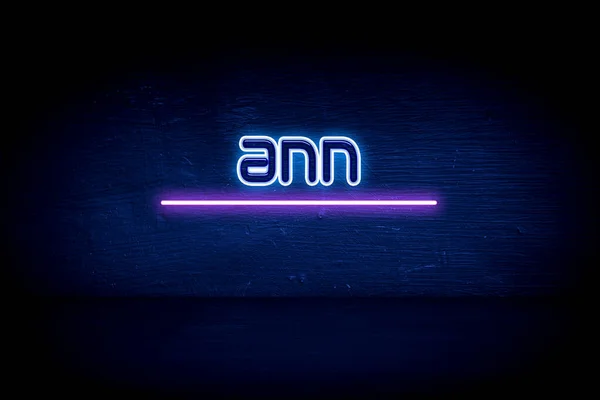 Ann Blue Neon Announcement Signboard — Stock Photo, Image