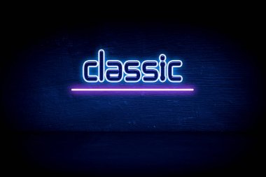 Klasik - mavi neon duyuru tabelası