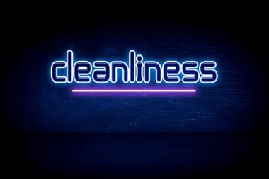 Temizlik - Mavi neon duyuru tabelası