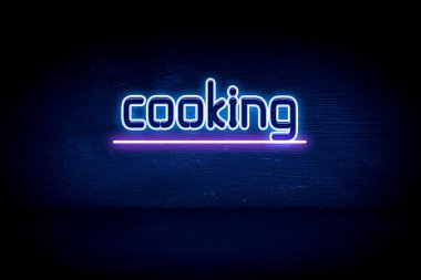 Aşçılık - Mavi neon duyuru tabelası
