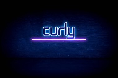 Kıvırcık - Mavi neon duyuru tabelası