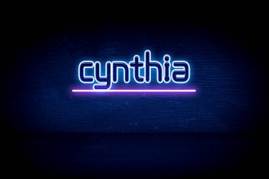 Cynthia - mavi neon duyuru tabelası