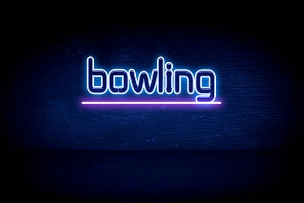 Bowling Cartello Blu Neon — Foto Stock