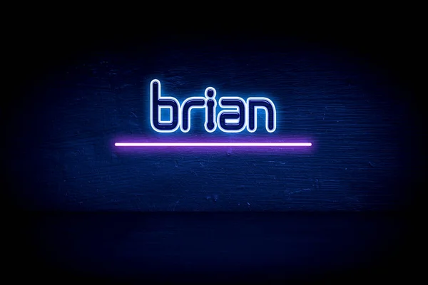Brian Mavi Neon Duyuru Tabelası — Stok fotoğraf