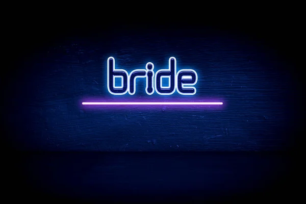 Bruid Blauw Neon Aankondiging Signboard — Stockfoto