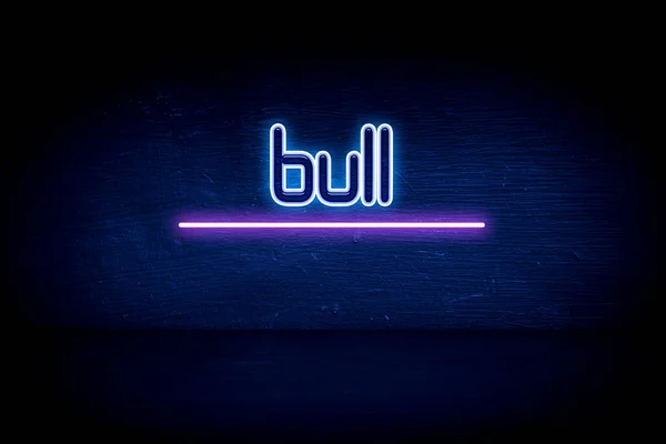 Bull Cartello Blu Neon — Foto Stock