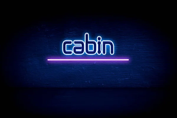 Kabin Kék Neon Hirdetőtábla — Stock Fotó