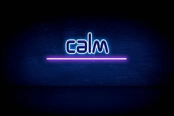 Kalm Blauw Neon Aankondiging Signboard — Stockfoto