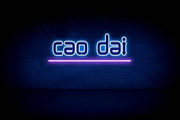 Cao Dai Blauw Neon Aankondigingsbord — Stockfoto