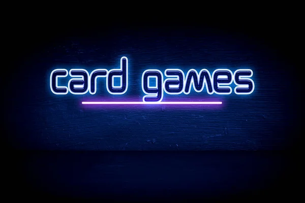 Kart Oyunları Mavi Neon Duyuru Tabelası — Stok fotoğraf