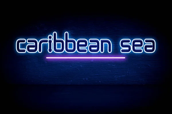 Caribische Zee Blauw Neon Aankondigingsbord — Stockfoto