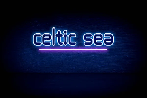 Keltische Zee Blauw Neon Aankondigingsbord — Stockfoto