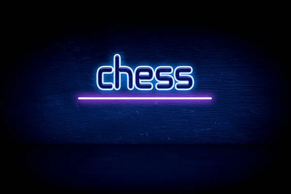 Chess Blå Neonskylt — Stockfoto