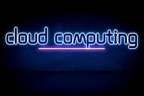Cloud Computing Enseigne Bleu Néon Annonce — Photo