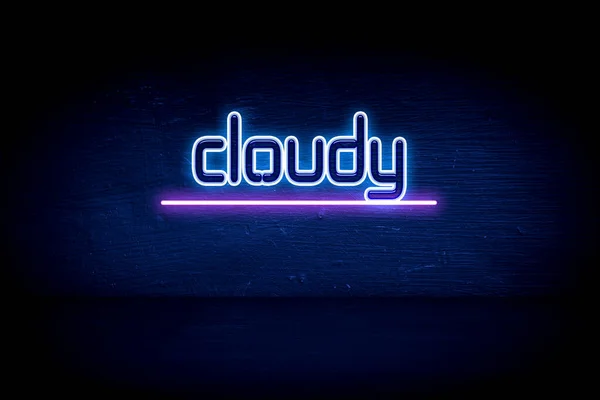 Cloudy Blue Neon Announcement Signboard — Stock Photo, Image