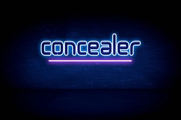 Concealer Blå Neon Meddelande Skylt — Stockfoto