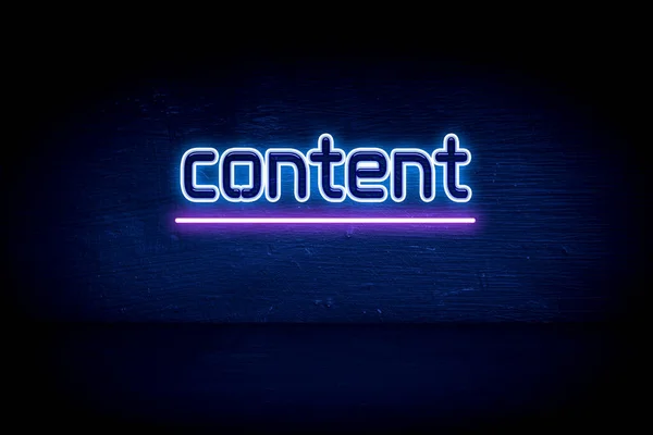 Content Management Blaue Leuchtreklame — Stockfoto