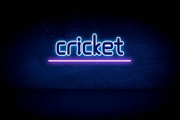 Cricket Blauw Neon Aankondiging Signboard — Stockfoto