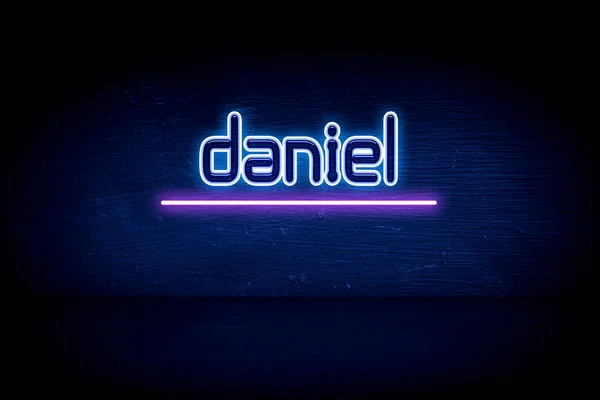 Daniel Letrero Anuncio Neón Azul —  Fotos de Stock
