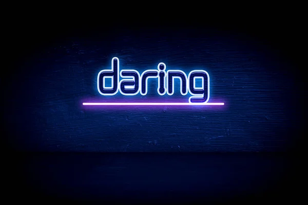 Daring Semnal Anunț Albastru Neon — Fotografie, imagine de stoc