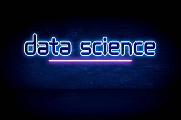 数据科学 蓝色霓虹灯告示牌 — 图库照片