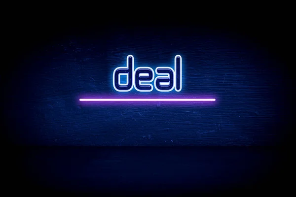 Deal Cartello Blu Neon — Foto Stock