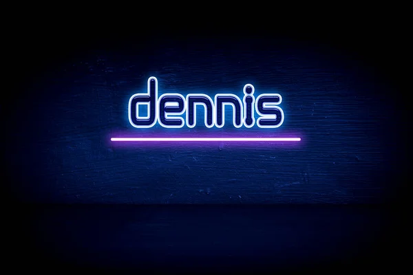 Dennis Blue Neon Announcboard — стокове фото
