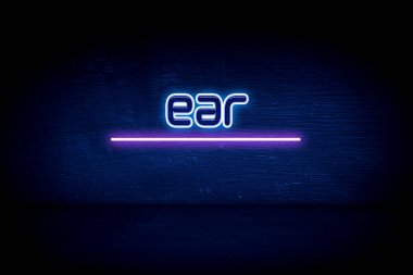 Kulak - Mavi neon duyuru tabelası