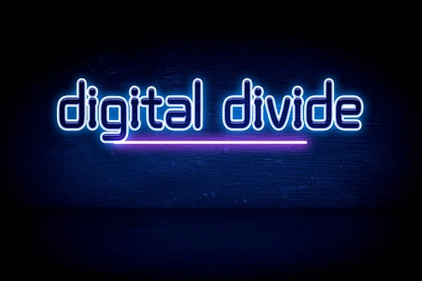 Digital Divide Semnal Anunț Albastru Neon — Fotografie, imagine de stoc