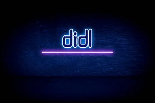 Didl Placa Anúncio Néon Azul — Fotografia de Stock