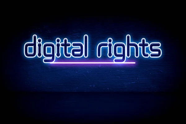 Digital Rights Management Blaue Leuchtreklame — Stockfoto